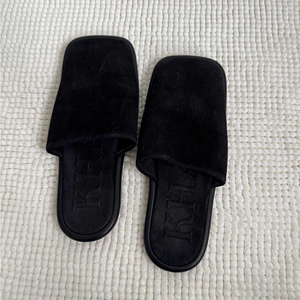 KHAITE Black Suede Flats